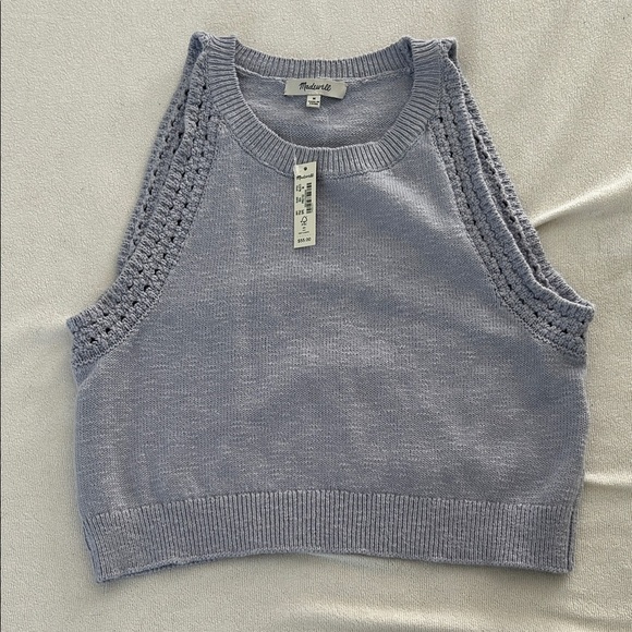 Madewell Light Blue Knit Crop Top size medium - Picture 2 of 10